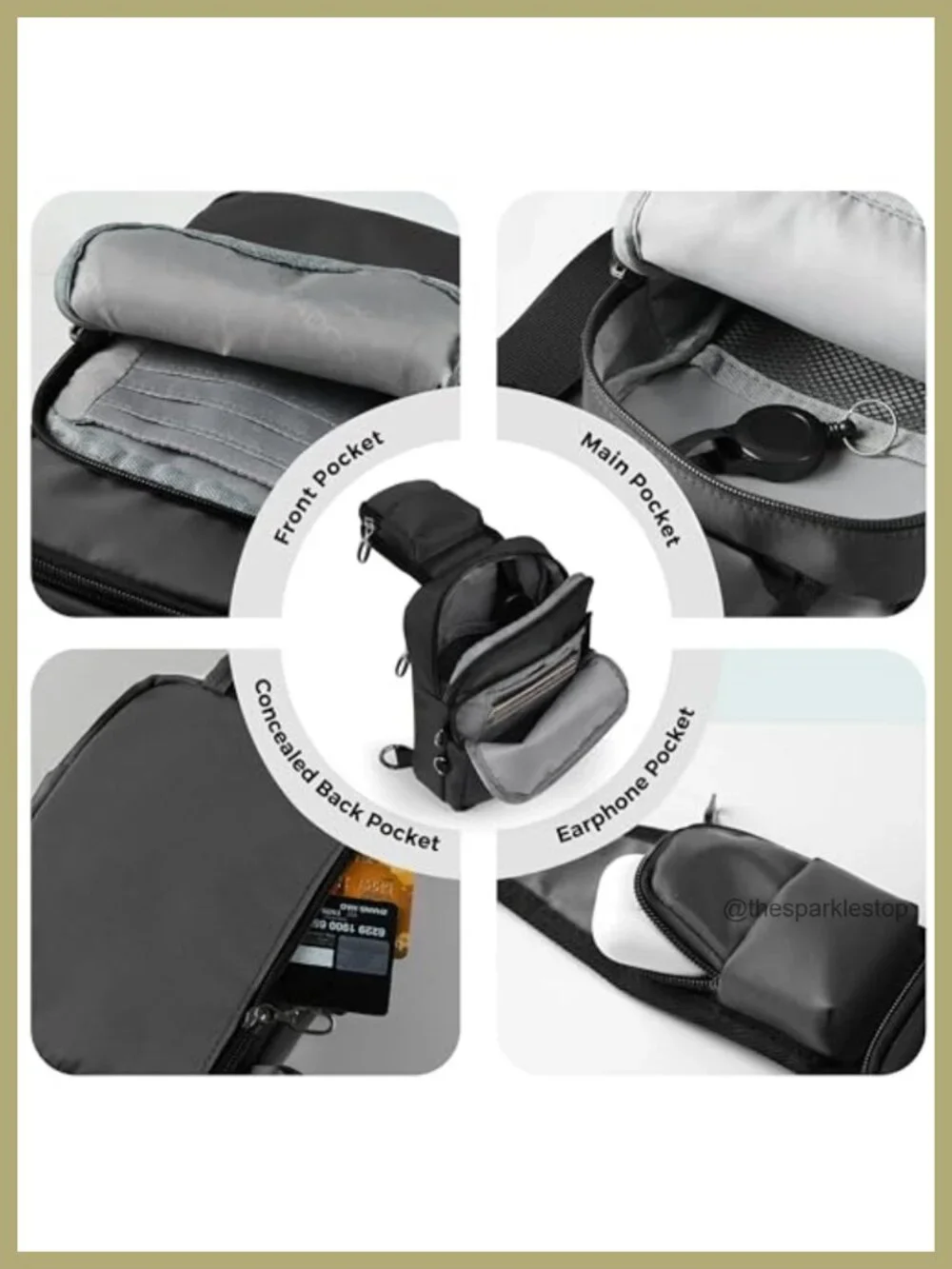 Anti Theft RFID Blocking Sling Crossbody Bag with Zipper Lock, Water Resistant